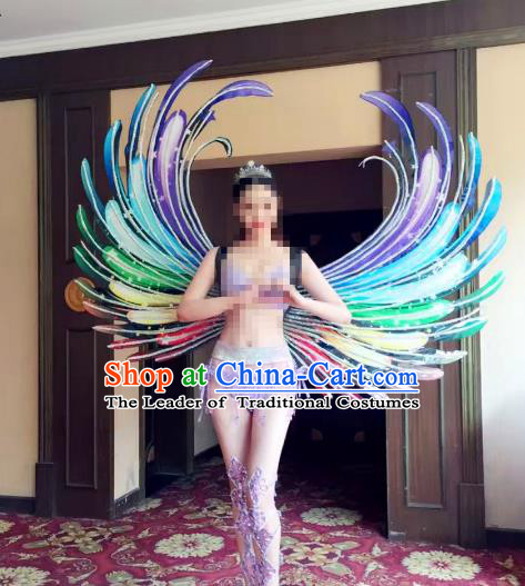Top Grade Catwalks Swimsuit Colorful Feather Wing Stage Performance Customized Rio Carnival Feather Prop for Women