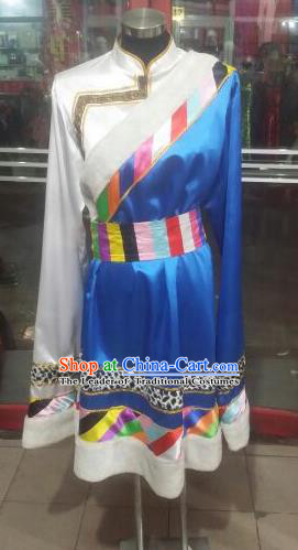 Chinese Traditional Tibetan Folk Dance Costume China Zang Nationality Clothing for Men