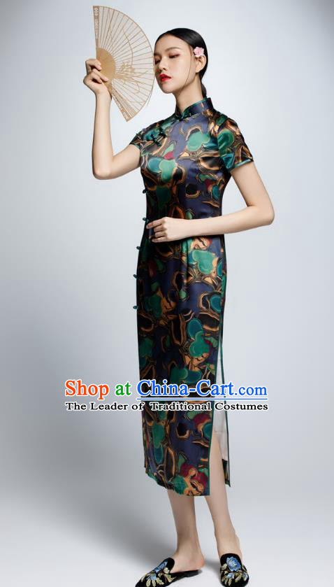 Chinese Traditional Silk Cheongsam China National Costume Qipao Dress for Women