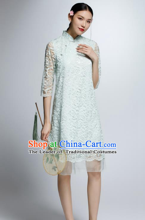 Traditional Ancient Chinese Young Women Cheongsam Dress Republic of China Tangsuit Stand Collar Blouse Dress Tang Suit Clothing