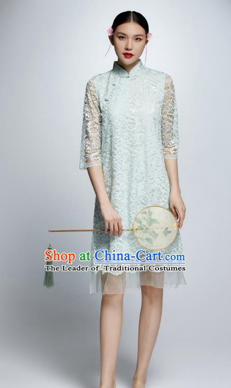Traditional Ancient Chinese Young Women Cheongsam Dress Republic of China Tangsuit Stand Collar Blouse Dress Tang Suit Clothing