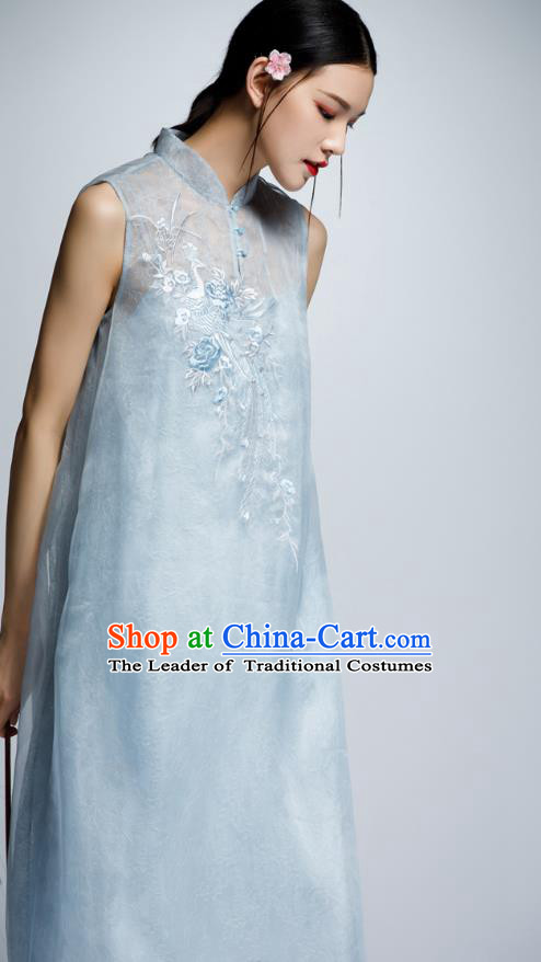 Traditional Ancient Chinese Young Women Cheongsam Dress Republic of China Tangsuit Stand Collar Blouse Dress Tang Suit Clothing