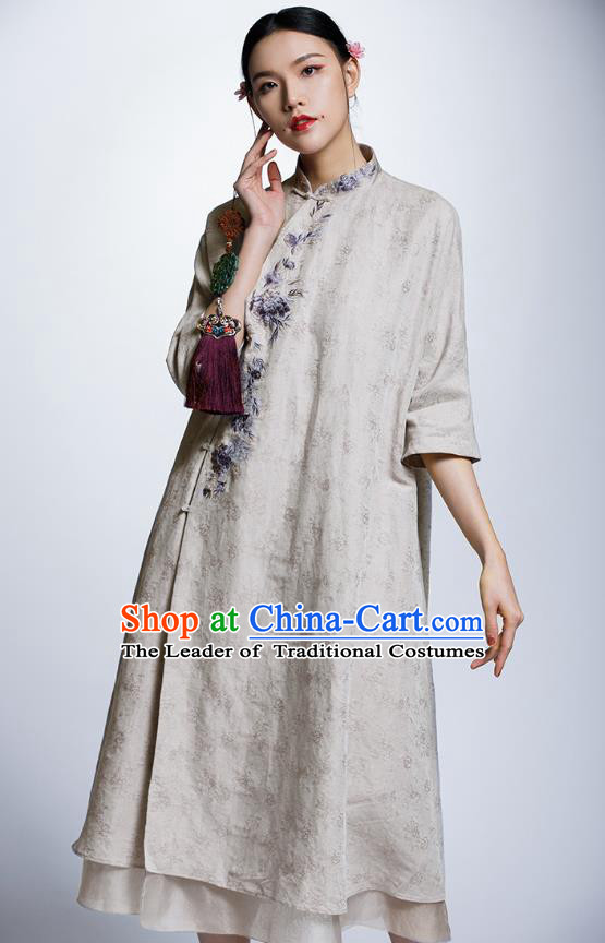 Traditional Ancient Chinese Young Women Cheongsam Dress Republic of China Tangsuit Stand Collar Blouse Dress Tang Suit Clothing