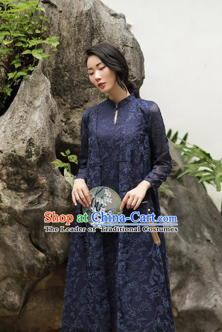 Traditional Ancient Chinese Young Women Cheongsam Dress Republic of China Tangsuit Stand Collar Blouse Dress Tang Suit Clothing