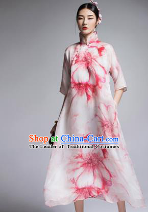 Chinese Traditional Tang Suit Printing Cheongsam China National Qipao Dress for Women