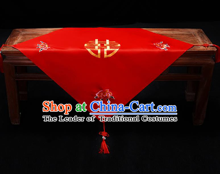 Chinese Traditional Wedding Head Cover Ancient Bride Red Bridal Veil for Women