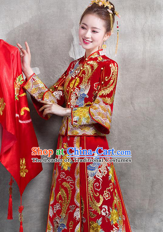Traditional Chinese Wedding Costumes Traditional Xiuhe Suits Ancient Chinese bridal Full Dress