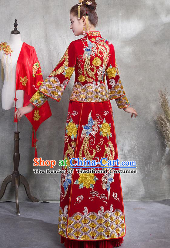 Traditional Chinese Wedding Costumes Traditional Xiuhe Suits Ancient Chinese bridal Full Dress