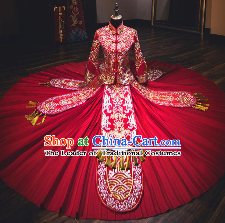 Traditional Chinese Wedding Costumes Traditional Xiuhe Suits Ancient Chinese bridal Full Dress