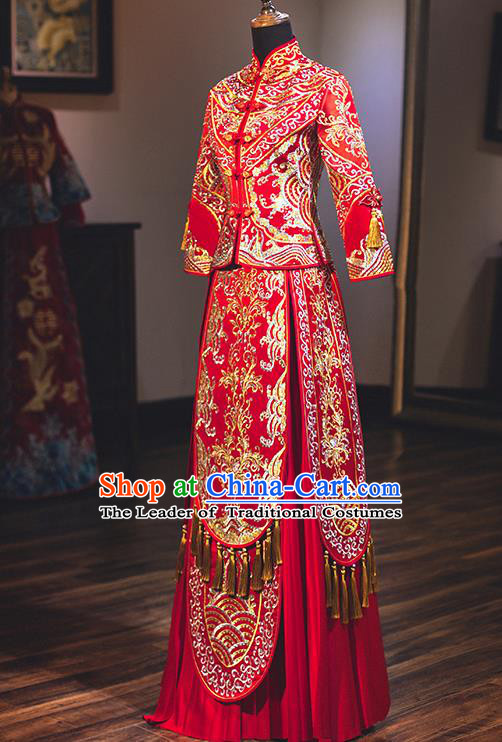 Traditional Chinese Wedding Costumes Traditional Xiuhe Suits Ancient Chinese bridal Full Dress
