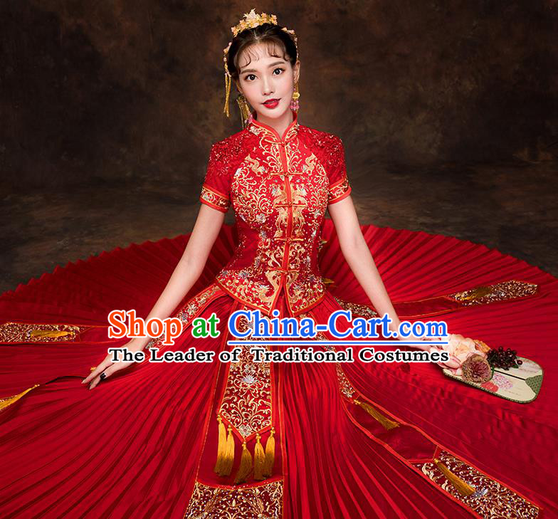 Traditional Chinese Wedding Costumes Traditional Xiuhe Suits Ancient Chinese bridal Full Dress