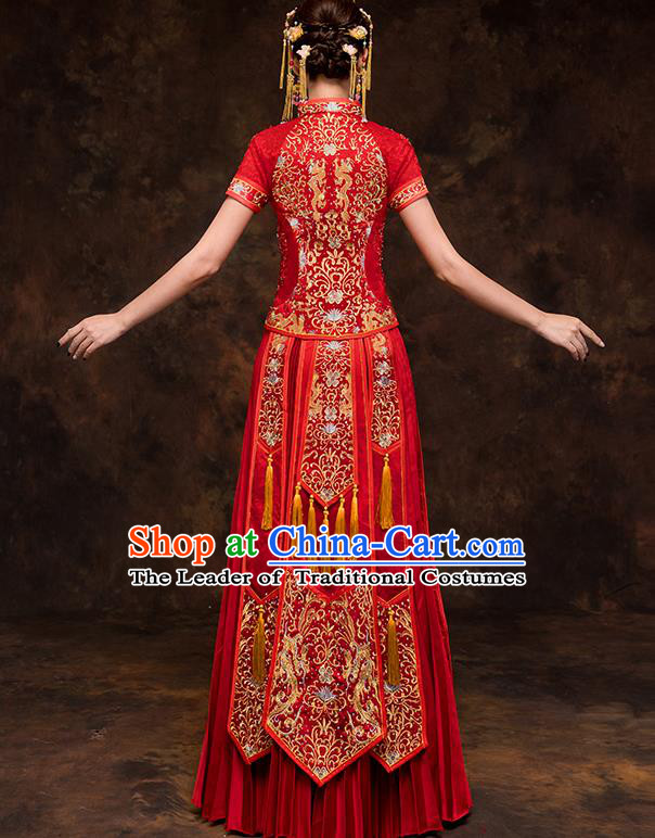 Traditional Chinese Wedding Costumes Traditional Xiuhe Suits Ancient Chinese bridal Full Dress