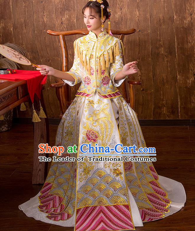 Traditional Chinese Wedding Costumes Traditional Xiuhe Suits Ancient Chinese bridal Full Dress