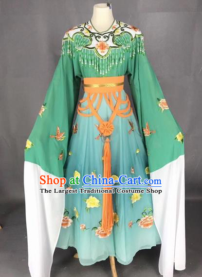 Chinese Traditional Beijing Opera Palace Princess Green Dress Peking Opera Diva Costumes for Adults