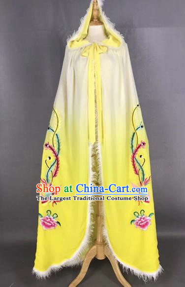 Chinese Traditional Peking Opera Princess Yellow Cloak Beijing Opera Diva Embroidered Phoenix Costumes for Adults