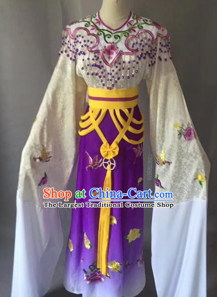 Chinese Peking Opera Diva Purple Dress Traditional Beijing Opera Rich Lady Embroidered Costumes for Adults