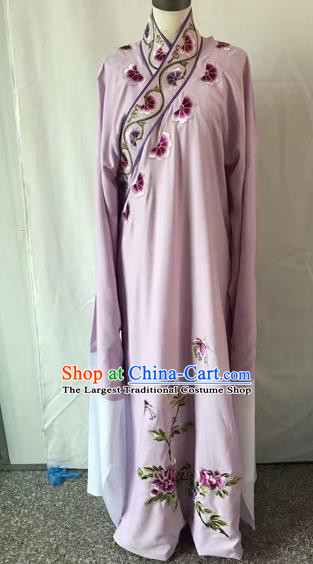 Chinese Traditional Beijing Opera Niche Embroidered Peony Purple Robe Peking Opera Young Men Costume for Adults