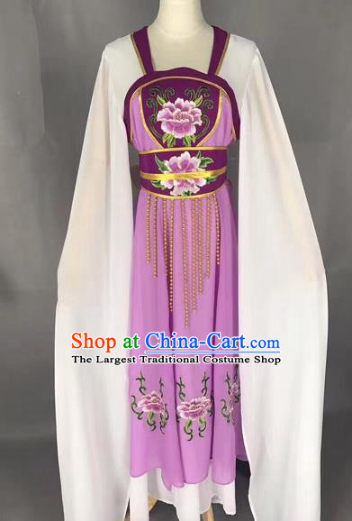 Traditional Chinese Peking Opera Maidservants Costume Beijing Opera Fairy Purple Dress for Adults