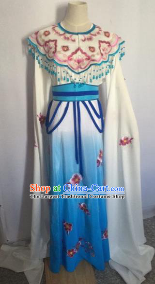 Chinese Ancient Peking Opera Young Lady Blue Dress Traditional Beijing Opera Diva Costumes for Adults