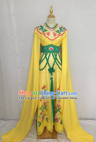 Traditional Chinese Peking Opera Rich Lady Costume Beijing Opera Diva Fairy Yellow Dress for Adults