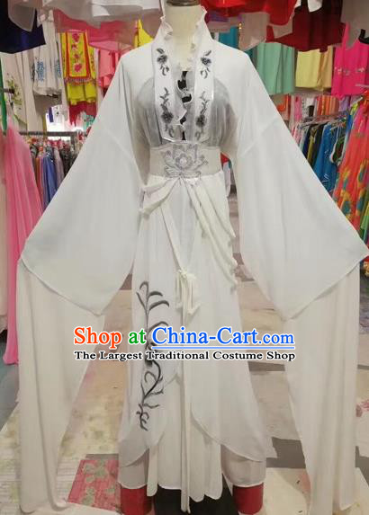 Traditional Chinese Peking Opera Princess Fairy Costume Beijing Opera Diva White Dress for Adults