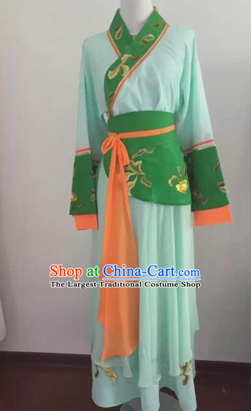 Chinese Huangmei Opera Maidservants Green Dress Traditional Beijing Opera Diva Costume for Adults