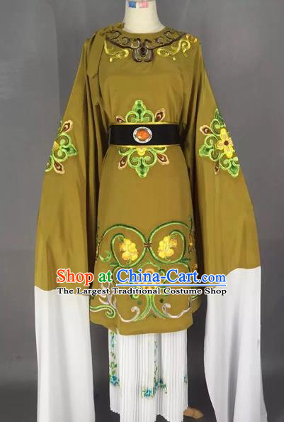 Chinese Beijing Opera Pantaloon Olive Green Clothing Ancient Old Woman Costume for Adults