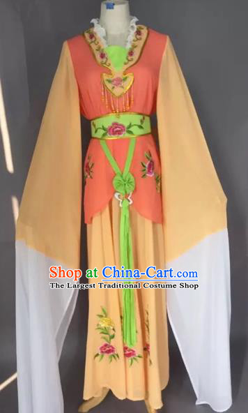 Chinese Beijing Opera Maidservants Orange Clothing Ancient Palace Lady Costume for Adults