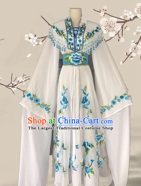 Chinese Ancient Palace Princess Costume Traditional Beijing Opera Actress White Dress for Adults