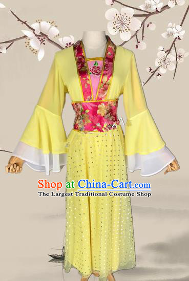 Chinese Ancient Palace Princess Yellow Costume Traditional Beijing Opera Diva Dress for Adults