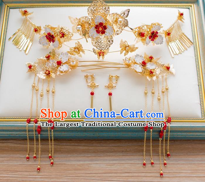 Chinese Ancient Hanfu Hair Accessories Traditional Phoenix Coronet Hairpins Complete Set for Women