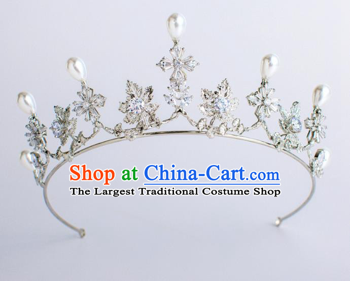 Top Grade Bride Hair Accessories Princess Pearls Crystal Hair Clasp Royal Crown Headwear for Women