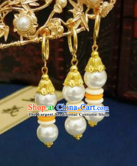 Chinese Ancient Three Strings Earrings Qing Dynasty Manchu Palace Lady Ear Accessories for Women