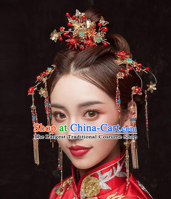 Chinese Traditional Wedding Bride Tassel Hair Clips Ancient Hair Accessories Hairpins for Women