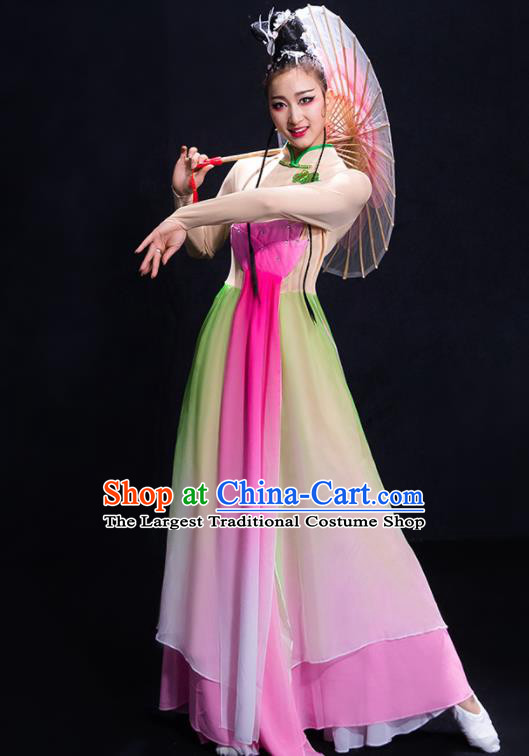 Chinese Traditional Umbrella Dance Lotus Dance Clothing Classical Dance Costume for Women