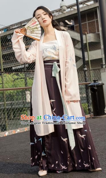 Chinese Song Dynasty Traditional Costumes Ancient Young Lady Embroidered Hanfu Dress for Women