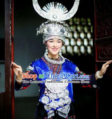 Traditional Chinese Miao Nationality Dance Clothing Hmong Ethnic Minority Costumes and Headwear