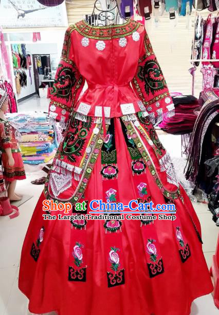 Traditional Chinese Miao Nationality Dance Clothing Hmong Ethnic Minority Costumes and Headwear