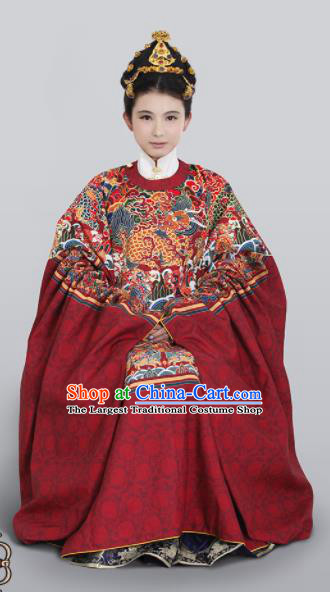 Chinese Ancient Ming Dynasty Imperial Empress Hanfu Dress Embroidered Costumes for Women