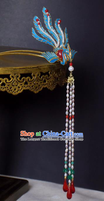 Chinese Handmade Princess Hanfu Phoenix Tassel Hair Clip Hairpins Ancient Hair Accessories for Women