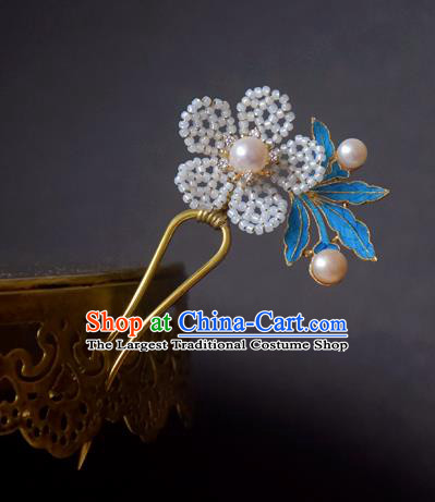 Chinese Handmade Princess Hanfu Hairpins Beads Flower Hair Clip Ancient Hair Accessories for Women