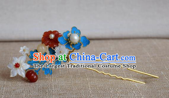 Chinese Qing Dynasty Flowers Hairpins Hair Accessories Ancient Handmade Hanfu Hair Clip for Women
