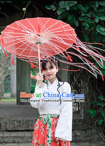 Chinese Traditional Red Paper Umbrella Ancient Swordswoman Oil-paper Umbrella for Women