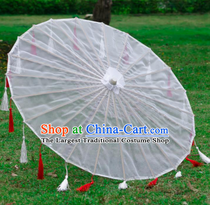 Chinese Traditional White Paper Umbrella Ancient Swordswoman Oil-paper Umbrella for Women