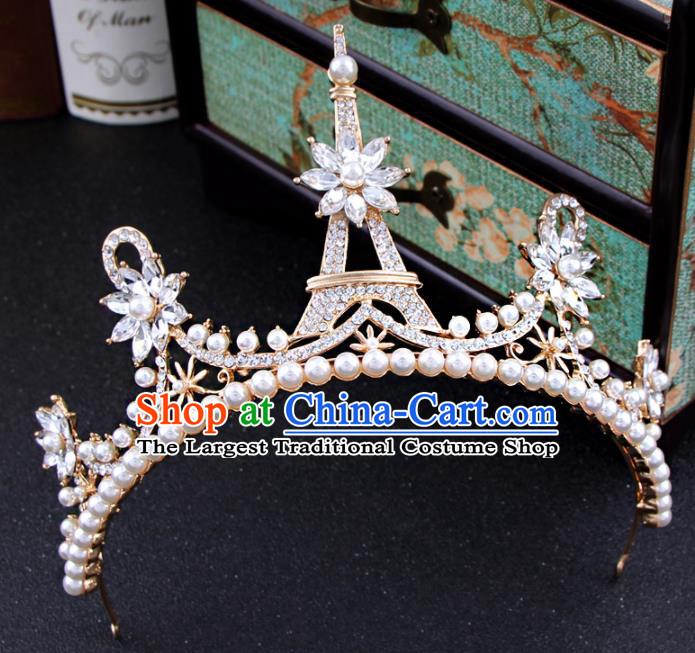 Top Grade Bride Hair Accessories Wedding Golden Royal Crown for Women