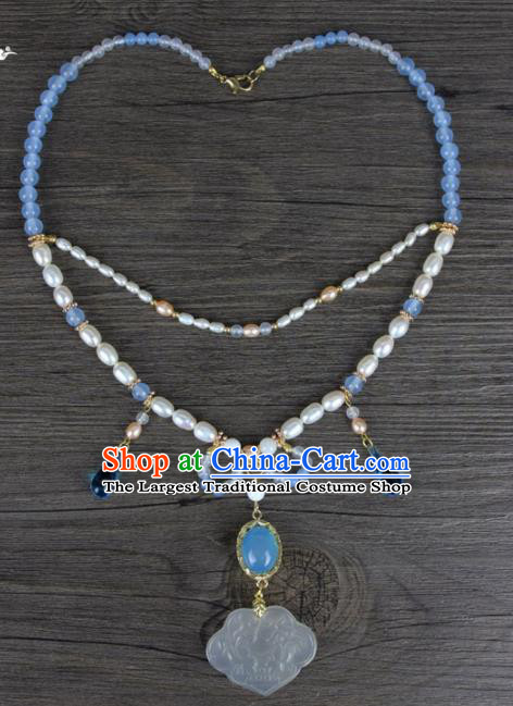 Top Grade Chinese Handmade Jewelry Accessories Hanfu Chalcedony Necklace for Women