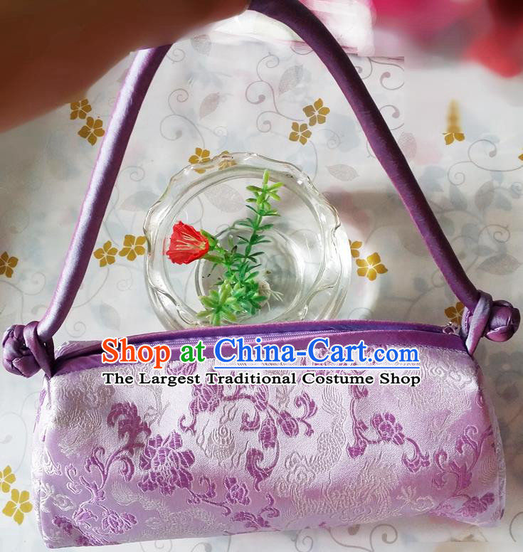Traditional Chinese Brocade Bag Purple Silk Handbag for Women