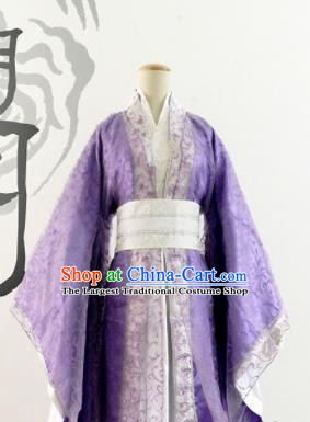 Chinese Ancient Cosplay Female Swordsman Purple Hanfu Dress Traditional Han Dynasty Imperial Consort Costume for Women