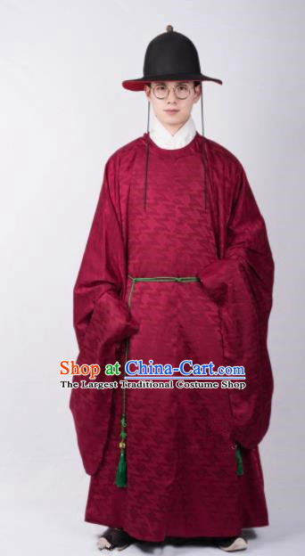 Chinese Ancient Swordsman Red Robe Traditional Ming Dynasty Imperial Bodyguard Costumes for Men