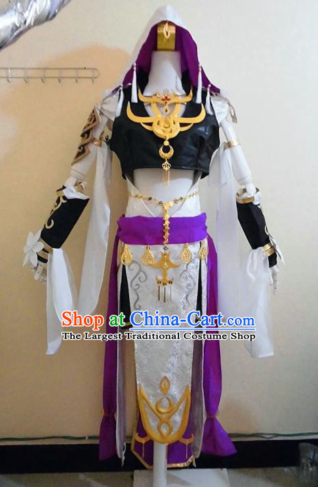 Asian Chinese Cosplay Female Knight Swordsman Costume Ancient Young Lady Dress for Women